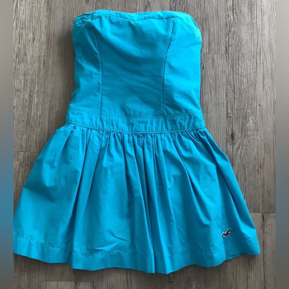 Blue strapless Hollister mini dress